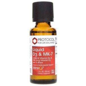 Liquid D3 & MK-7, 1 Oz, by Protocol For Life Balance