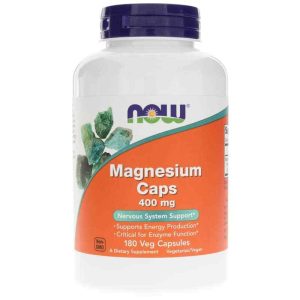 Magnesium Caps 400 Mg, 180 Veg Capsules, by NOW Foods