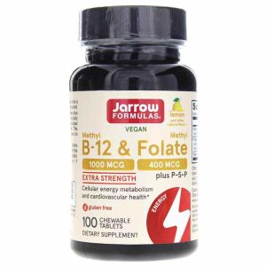 Methyl B-12 & Methyl Folate Lemon, 100 Chewable Tablets, by Jarrow Formulas