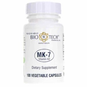 MK-7 Vitamin K2, 100 Veg Capsules, by Bio-Tech Pharmacal