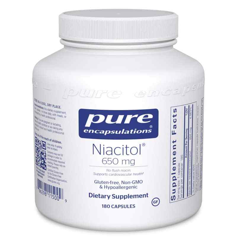 Niacitol (no-flush niacin) 650 Mg, 180 Capsules, by Pure Encapsulations