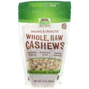 Organic Whole, Raw Cashews Unsalted, 10 Oz, by NOW Foods