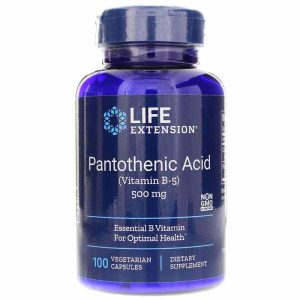 Pantothenic Acid (Vitamin B5) 500 Mg, 100 Veg Capsules, by Life Extension