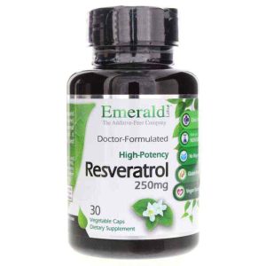 Resveratrol High Potency 250 Mg, 30 Veg Capsules, by Emerald