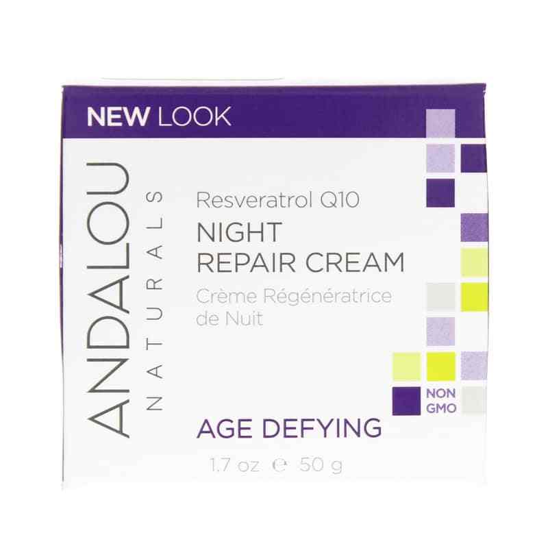 Resveratrol Q10 Night Repair Cream, Age Defying Formul, by Andalou Naturals