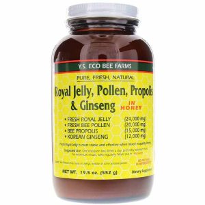 Royal Jelly, Pollen, Propolis & Ginseng in Honey, 19.5, by YS Organic Bee Farms
