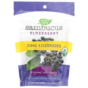 Sambucus Elderberry Zinc Lozenges Organic, by Natures Way