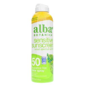 Sensitive Sunscreen Fragrance Free Clear Spray SPF 50, 6 Oz, by Alba Botanica