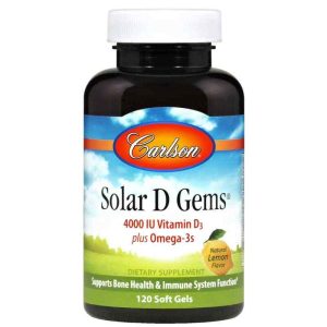 Solar D Gems 4000 IU Vitamin D3 plus Omega-3s with Natu, by Carlson Labs
