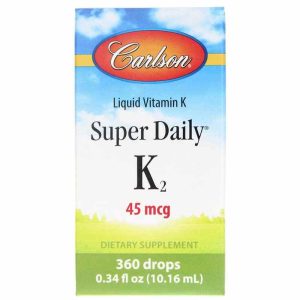 Super Daily K2 45 Mcg, 360 Drops, by Carlson Labs