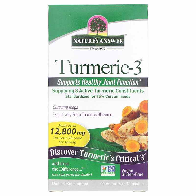 Turmeric 3, 90 Veg Capsules, by Natures Answer