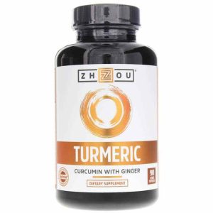Turmeric Curcumin with Ginger, 90 Veg Capsules, by Zhou Nutrition