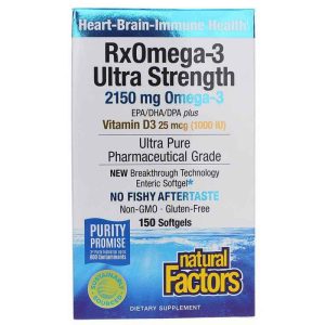 Ultra Strength RxOmega-3 Fish Oil with Vitamin D3, 150 S, by Natural Factors