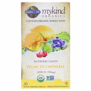 Vegan D3 2,000 IU Organic Chewable Raspberry-Lemon, 30, by Garden of Life mykind Organics