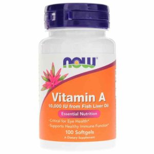 Vitamin A 10,000 IU from Fish Liver Oil, 100 Softgels, by NOW Foods