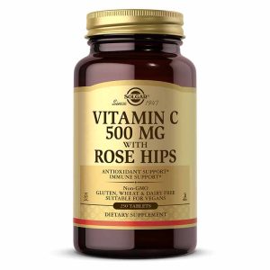 Vitamin C 500 Mg with Rose Hips, 250 Tablets, by Solgar