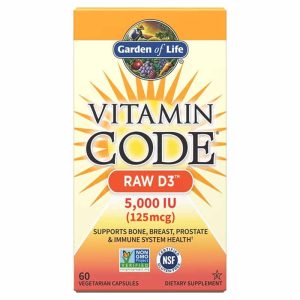 Vitamin Code Raw D3 5000 IU (125mcg), 60 Capsules, by Garden of Life