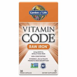 Vitamin Code Raw Iron 22 Mg, 30 Veg Capsules, by Garden of Life