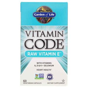 Vitamin Code Raw Vitamin E, 60 Veg Capsules, by Garden of Life