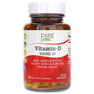 Vitamin-D 2000 IU, 30 Veg Capsules, by Pure Essence Labs