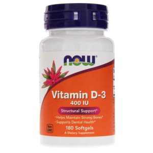 Vitamin D-3 400 IU, 180 Softgels, by NOW Foods
