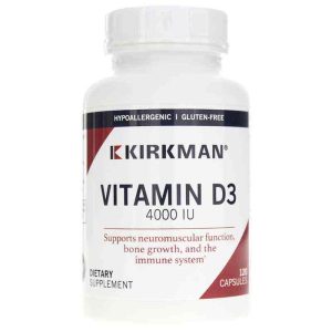 Vitamin D-3 4000 IU Capsules, 120 Capsules, by Kirkman