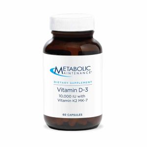 Vitamin D3 10,000IU with Vitamin K2 MK-7, 60 Capsules, by Metabolic Maintenance