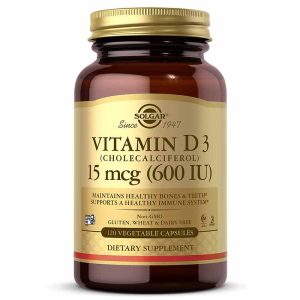 Vitamin D3 15 Mcg (600 IU), 120 Veg Capsules, by Solgar