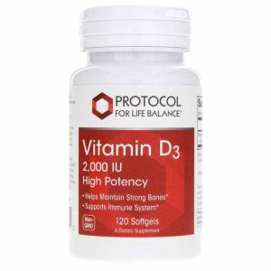 Vitamin D3 2000 IU, 120 Softgels, by Protocol For Life Balance