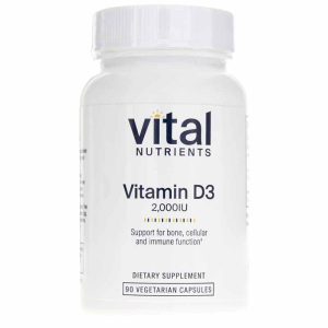 Vitamin D3 2000 IU, 90 Veg Capsules, by Vital Nutrients