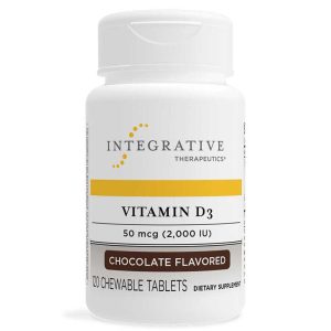 Vitamin D3 50 Mcg (2000 IU) Chocolate Flavor, 120 Chewables, by Integrative Therapeutics