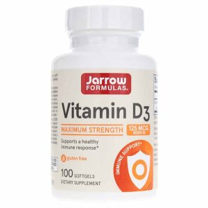Vitamin D3 125 Mcg (5,000 IU), 100 Softgels, by Jarrow Formulas