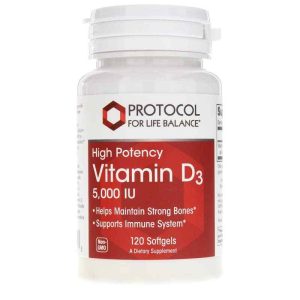 Vitamin D3 5,000 IU, 120 Softgels, by Protocol For Life Balance