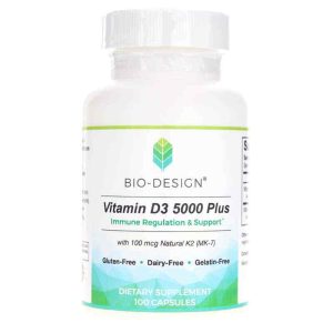 Vitamin D3 5000 Plus with Natural MK-7, 100 Capsules, by Bio-Design