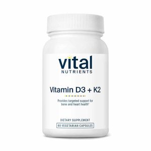 Vitamin D3 + K2, 60 Veg Capsules, by Vital Nutrients