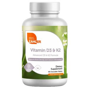 Vitamin D3 & K2, 90 Chewable Tablets, by Zahler