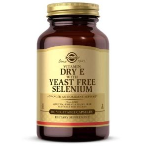 Vitamin Dry E with Yeast Free Selenium, 100 Veg Capsules, by Solgar