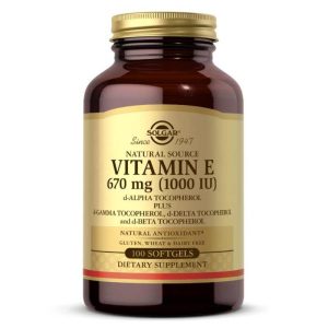 Vitamin E 670 Mg (1000 IU), 100 Softgels, by Solgar
