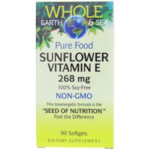 Whole Earth & Sea Sunflower Vitamin E 268 Mg, 90 Softgels, by Natural Factors